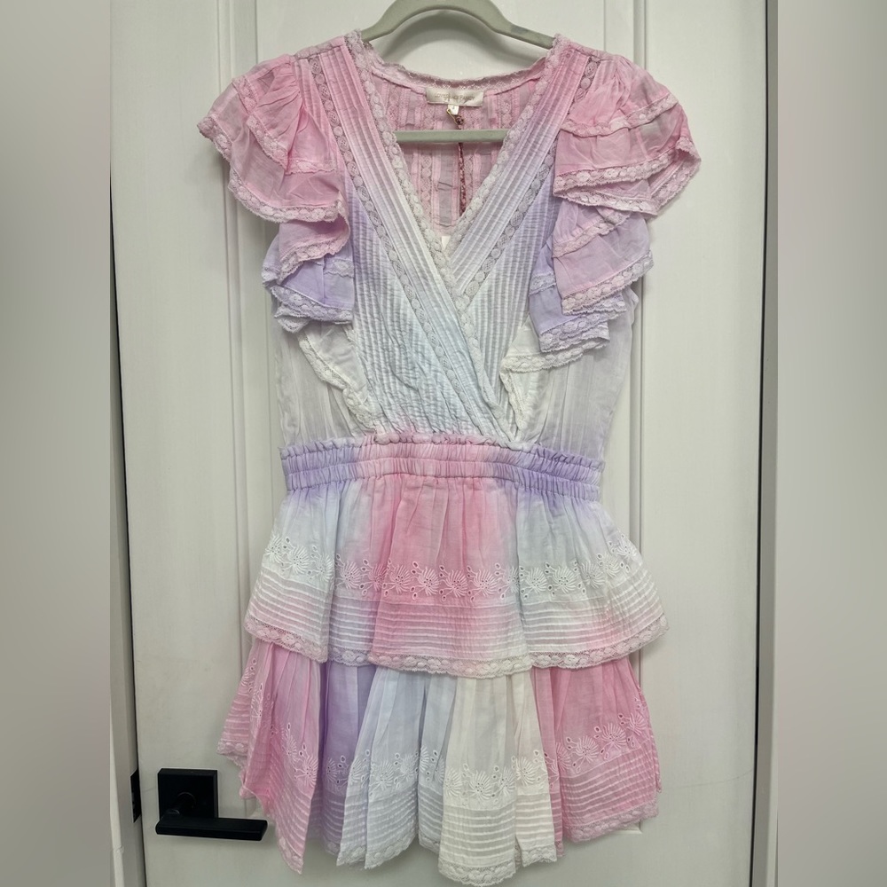 LoveShackFancy Gwen dress in multi tie dye size small
